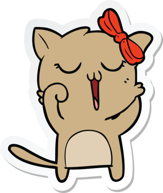 Bir insan tarafından çizilmiş çizgi film kedisinin çıkartması.