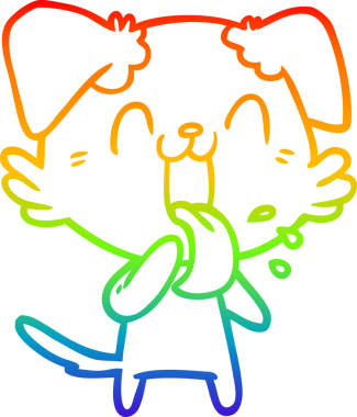 Gökkuşağı gradyan çizgi çizimi Bir insan tarafından çizilmiş nefes nefese bir köpek