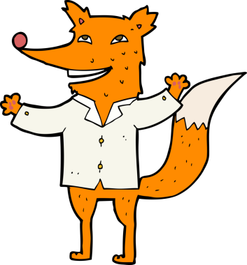 Bir insan tarafından çizilmiş mutlu tilki çizimi.