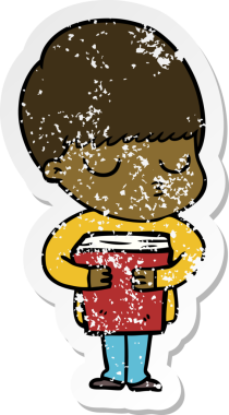 Bir insan tarafından çizilmiş, sıkıntılı bir çizgi film çıkartması.