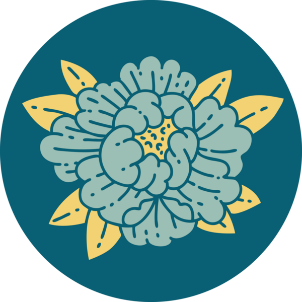 Bir insan tarafından çizilen çiçek ikonik dövme şekli