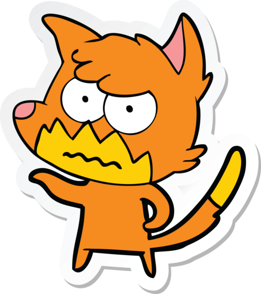 Bir insan tarafından çizilmiş, kızgın tilki çıkartması.