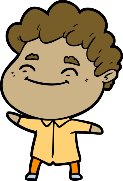 Bir insan tarafından çizilmiş çizgi film dostu bir adam.