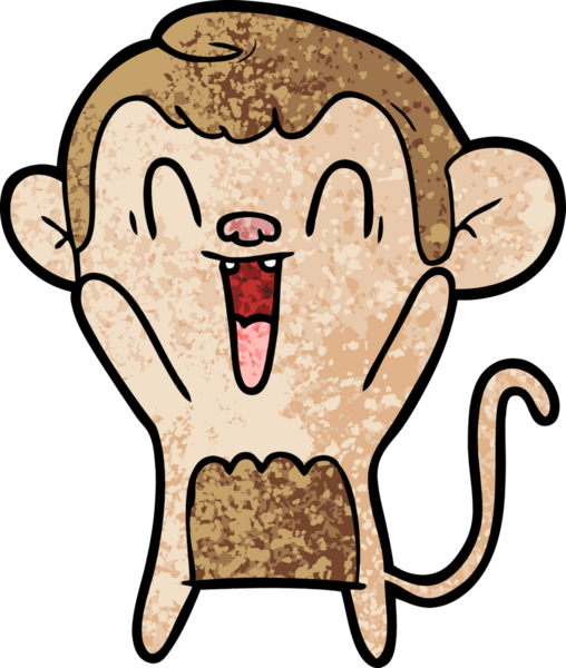 Bir insan tarafından çizilmiş gülen maymun çizgi filmi