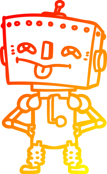 Bir insan tarafından çizilen çizgi film robotunun sıcak çizgi çizimi