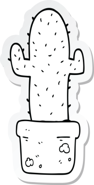 Bir insan tarafından çizilmiş bir kaktüsün çıkartması.