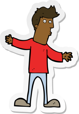 Bir insan tarafından çizilmiş garip bir adamın çıkartması.