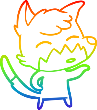 gökkuşağı gradyanı çizimi bir insan tarafından çizilmiş tilki çizgi filmi