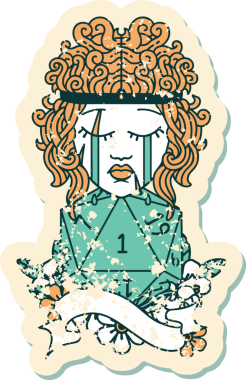 Retro Dövme Tarzı Ağlayan İnsan Barbar Bir D20 rulo ile bir insan tarafından çizilmiş