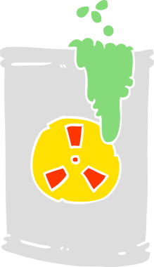 Bir insan tarafından çizilen radyoaktif atığın düz renk çizimi