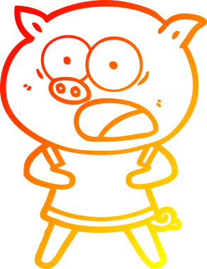 Bir insan tarafından çizilmiş bağıran çizgi film domuzu çizimi.