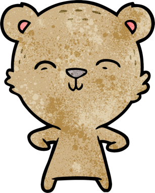 Bir insan tarafından çizilmiş mutlu çizgi film ayısı.