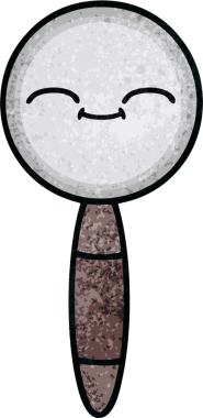 Bir insan tarafından çizilmiş bir büyüteçin retro grunge desen karikatürü