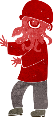 Bir insan tarafından çizilmiş uzaylı adam çizgi filmi.