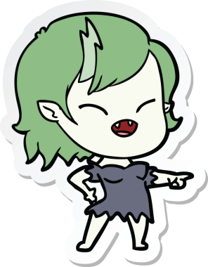 Bir insan tarafından çizilmiş bir vampir kızın çizdiği çıkartma.