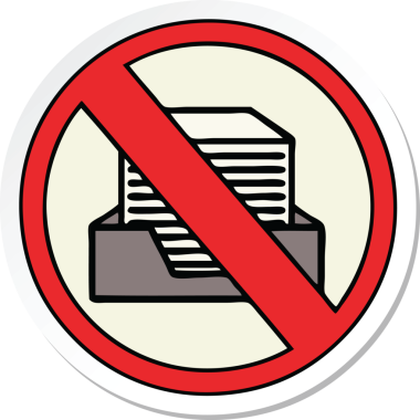 Bir insan tarafından çizilmiş, kağıtsız, şirin bir ofis sembolünün çıkartması.