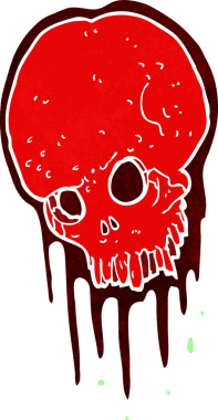 Bir insan tarafından çizilmiş korkunç kafatası.