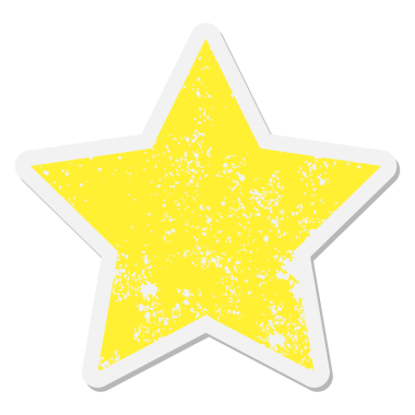 Bir insan tarafından çizilmiş yıldız şekli grunge etiketi