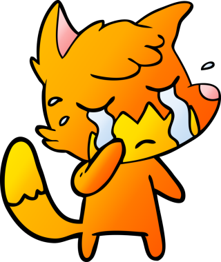 Bir insan tarafından çizilmiş ağlayan tilki çizgi filmi.