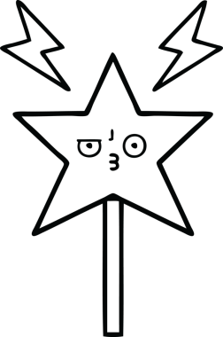 Bir insan tarafından çizilmiş sihirli bir değnek çizimi.