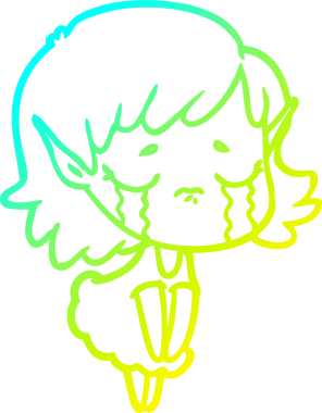 Bir insan tarafından çizilmiş, ağlayan bir elf kızı çizimi.