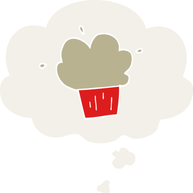 Düşünce baloncuklu çizgi film keki insan tarafından çizilmiş.