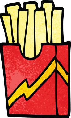 Bir insan tarafından çizilmiş abur cubur kızartmaları.