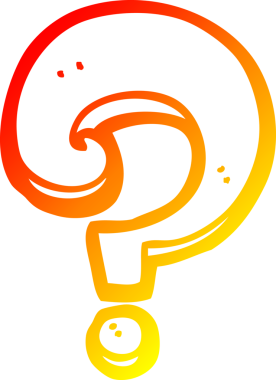 Bir insan tarafından çizilmiş bir çizgi film soru işaretinin sıcak gradyan çizgisi