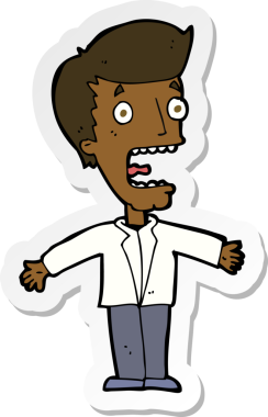 Bir insan tarafından çizilmiş çığlık atan bir adamın çıkartması.