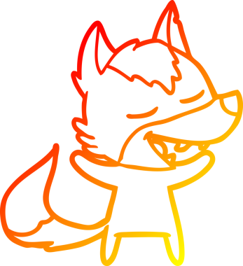 Bir insan tarafından çizilmiş gülen bir kurt çizgi çizimi.