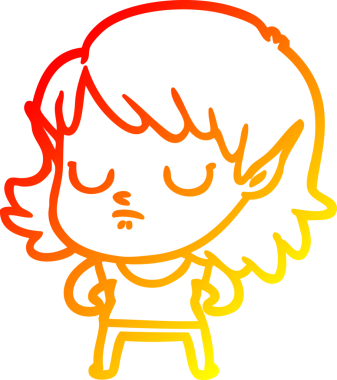 Bir insan tarafından çizilmiş çizgi film karakteri bir elf kızı çizimi