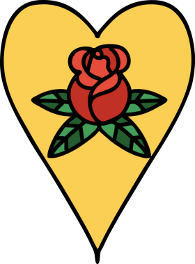 Geleneksel kalp şeklinde dövme ve bir insan tarafından çizilmiş çiçekler.