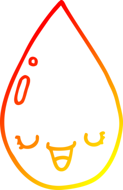 Bir insan tarafından çizilen çizgi film yağmur damlasının sıcak gradyan çizgisi