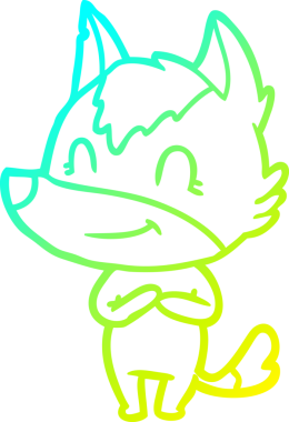 Bir insan tarafından çizilmiş dost canlısı bir kurt çizgi çizimi.