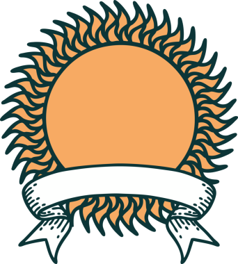 Bir insan tarafından çizilmiş geleneksel güneş dövmesi.