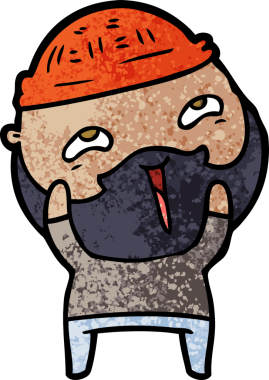 Bir insan tarafından çizilmiş mutlu sakallı bir adam.