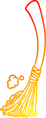 Bir insan tarafından çizilen cadılar bayramı süpürgesinin sıcak gradyan çizgisi.