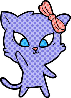 Bir insan tarafından çizilmiş çizgi film kedisi.