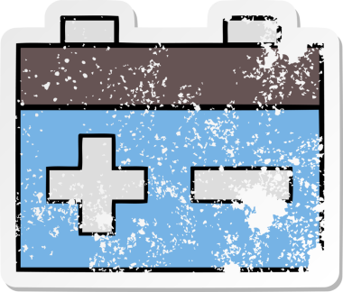 Bir insan tarafından çizilmiş şirin bir araba aküsünün sıkıntılı çıkartması.