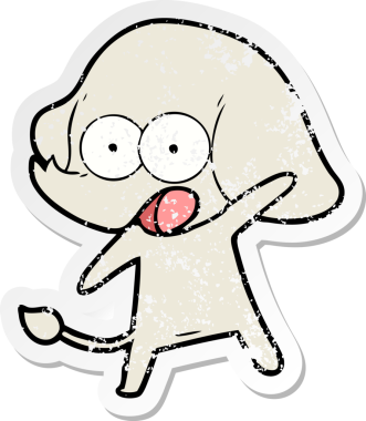 Bir insan tarafından çizilmiş şirin bir filin sıkıntılı çıkartması