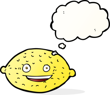 Bir insan tarafından çizilmiş düşünce balonlu limon çizgi filmi.