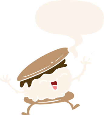 Bir insan tarafından retro tarzında çizilmiş smore çizgi filmi