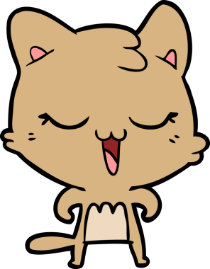 Bir insan tarafından çizilmiş mutlu çizgi film kedisi.