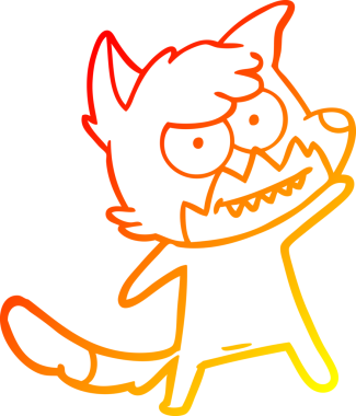 Bir insan tarafından çizilmiş sırıtan bir tilkinin sıcak çizgi çizimi