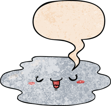 bir insan tarafından çizilmiş, yüz ifadeli, retro desenli bir su birikintisi.