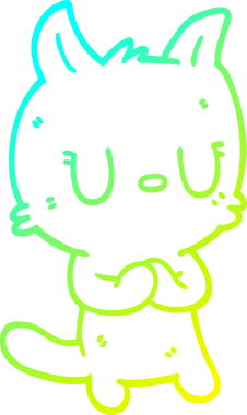 Bir insan tarafından çizilen mutlu çizgi bir kedinin soğuk gradyan çizimi