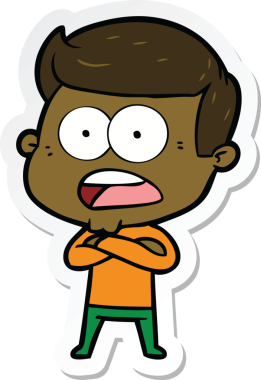 Bir insan tarafından çizilmiş bir karikatür çıkartması.