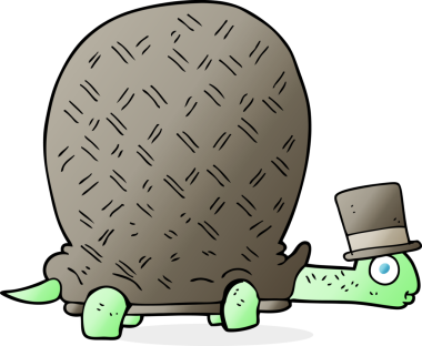 Bir insan tarafından çizilmiş serbest karikatür kaplumbağası.