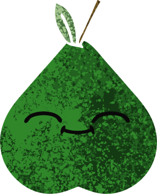 Bir insan tarafından çizilmiş bir armutun retro çizim tarzı karikatürü