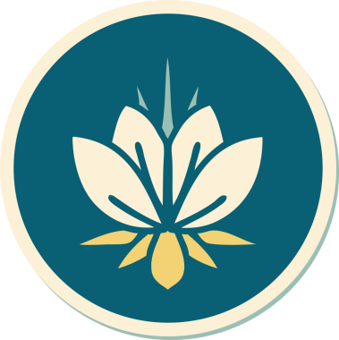 Bir insan tarafından çizilmiş geleneksel su zambağı stili dövmesi.